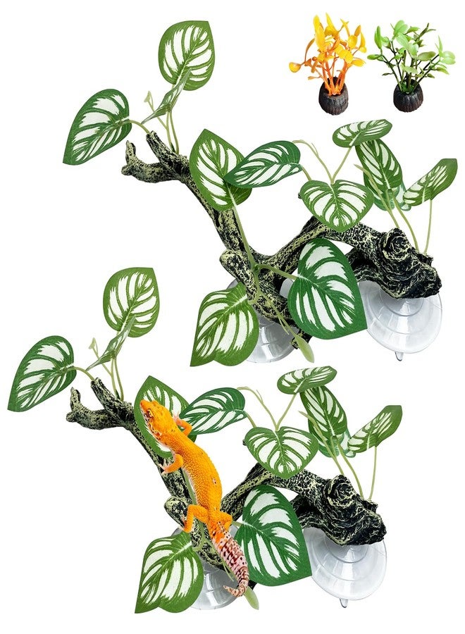 kathson 4 PCS Reptile Corner Branch Resin Snake Climb Tree Branch Decor Reptile Branches for Climbing with Suction Cups Frog Terrarium Plants for Lizard Bearded Dragons Gecko - Image 1