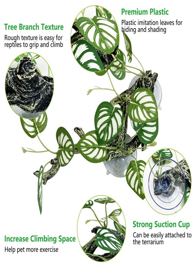 kathson 4 PCS Reptile Corner Branch Resin Snake Climb Tree Branch Decor Reptile Branches for Climbing with Suction Cups Frog Terrarium Plants for Lizard Bearded Dragons Gecko - Image 3
