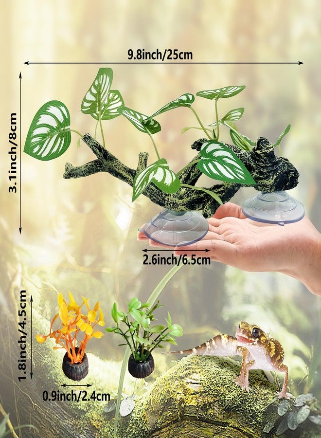 kathson 4 PCS Reptile Corner Branch Resin Snake Climb Tree Branch Decor Reptile Branches for Climbing with Suction Cups Frog Terrarium Plants for Lizard Bearded Dragons Gecko - Image 2