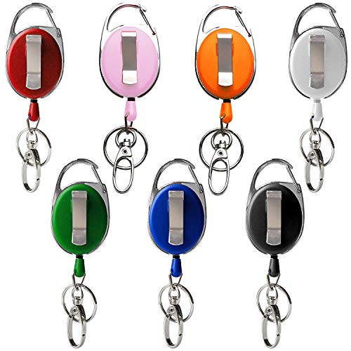 HoAoOo Retractable Badge Reel with Claw Clasp and Clip for Id Card Holders (7Pack) - Image 1