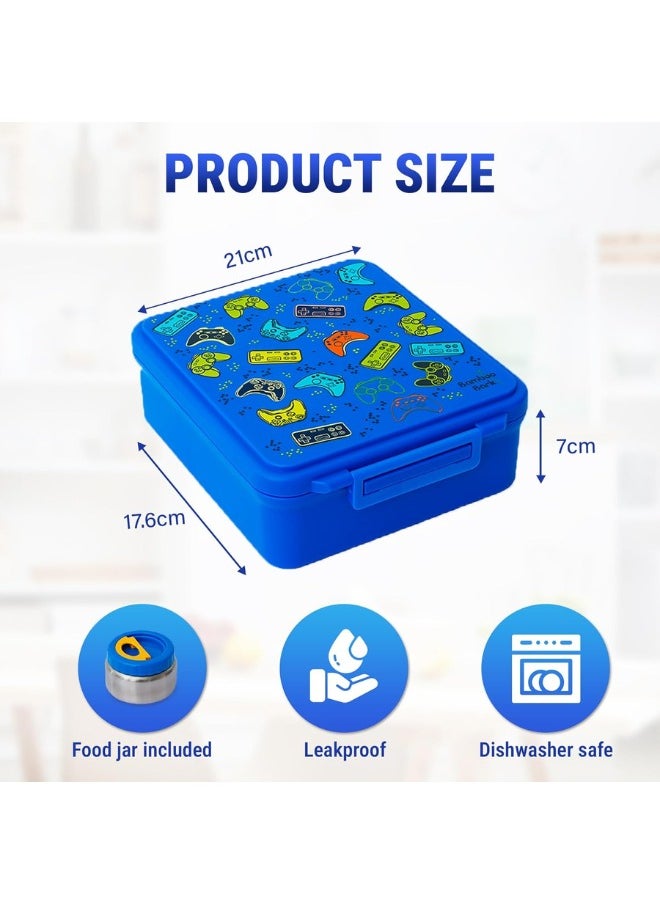 Bamboo Bark Bamboo Bark Bento Lunch Box for Kids with Food Jar Keeps Food Cold for XH & Warm for XH - Snack Box with Compartments - Dishwasher Safe & BPA Free  - Image 2