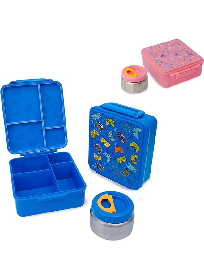 Bamboo Bark Bamboo Bark Bento Lunch Box for Kids with Food Jar Keeps Food Cold for XH & Warm for XH - Snack Box with Compartments - Dishwasher Safe & BPA Free  - Image 3