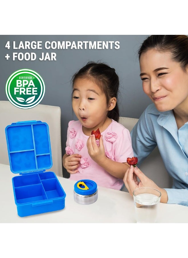 Bamboo Bark Bamboo Bark Bento Lunch Box for Kids with Food Jar Keeps Food Cold for XH & Warm for XH - Snack Box with Compartments - Dishwasher Safe & BPA Free  - Image 5