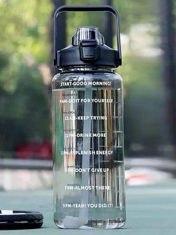 WEZOSHINET Plastic Water Bottle 2000Ml Motivational Water Bottle Large Water Bottle Bpa Free Leak Proof Drinks Bottle For GymRunningCampingOutdoor Sports Multicolor Pack Of 1 - Image 1