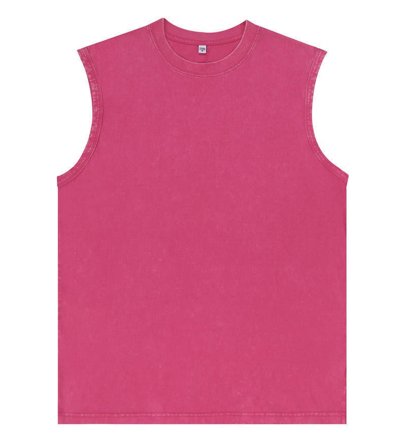 230g Pure Cotton T-Shirt, Vintage-Style Sleeveless T-Shirt, Washed Drop-Shoulder All-Cotton Women's T-Shirt, Loose Tank Top, Pure Cotton Short-Sleeve T-Shirt for  Men - Image 1
