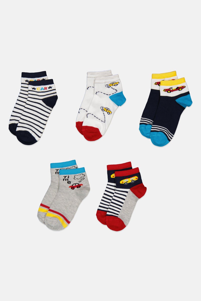 RBX Kids Boy Allover Print 5 Pairs Quarter Non Terry Socks, Multicolor  - Image 2