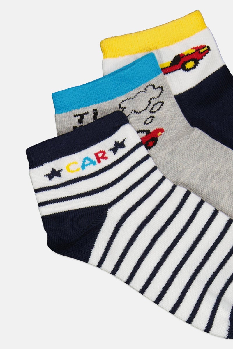 RBX Kids Boy Allover Print 5 Pairs Quarter Non Terry Socks, Multicolor  - Image 3