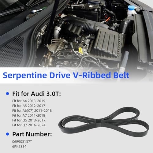 McrGinly Engine Serpentine Drive VRibbed Belt Compatible with 30T Audi A4 A5 A6C7 A7 Q5 Q7 06E903137T - Image 3