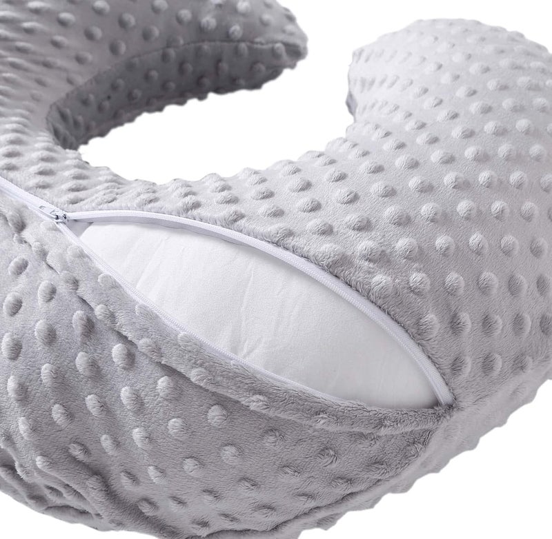 QUENESS Nursing Pillow Cover Breastfeeding Pillow Cases Plush Dot Slipcover (Gray) - Image 3