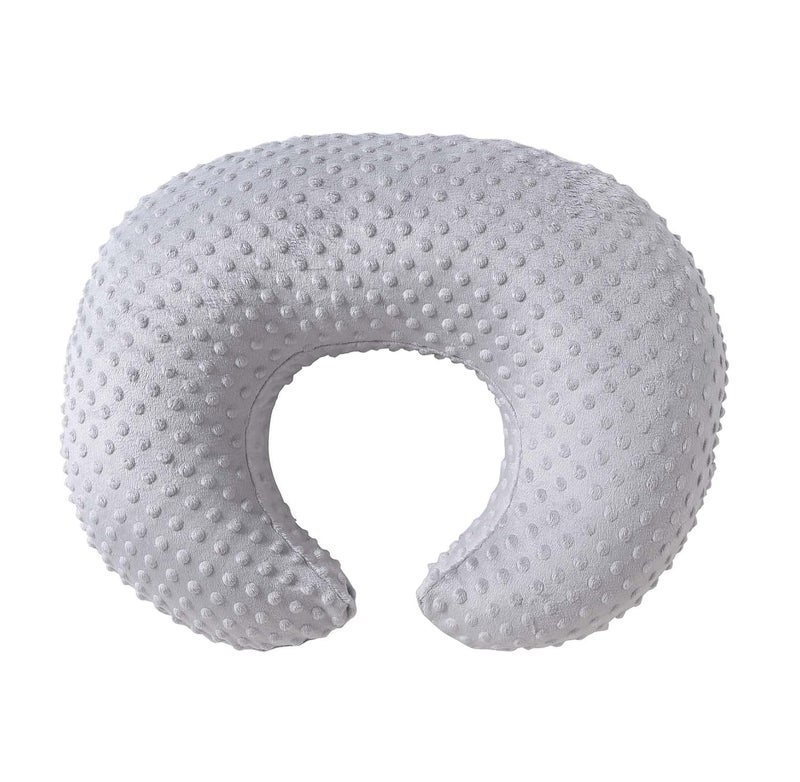QUENESS Nursing Pillow Cover Breastfeeding Pillow Cases Plush Dot Slipcover (Gray) - Image 1