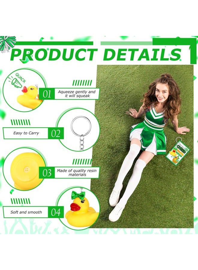 Seenelling 20 Set Cheer Gifts Bulk Duck Keychain You've Been Cheer Ducked Tags Bows Organza Bags for Cheerleader Team Gift (Green) - Image 3