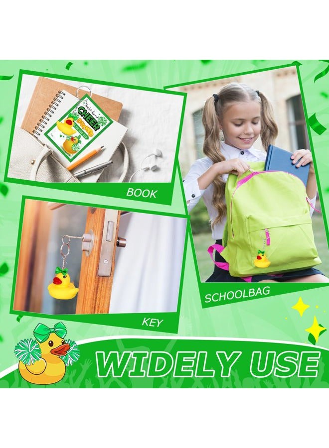 Seenelling 20 Set Cheer Gifts Bulk Duck Keychain You've Been Cheer Ducked Tags Bows Organza Bags for Cheerleader Team Gift (Green) - Image 5