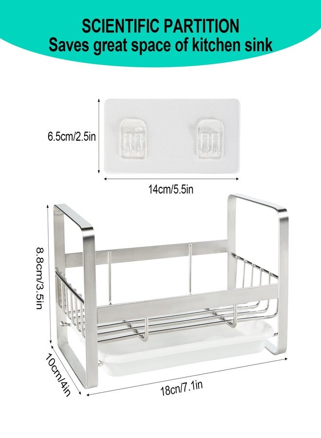 TEZZ Sponge Holder for Kitchen Sink, Stainless Steel Kitchen Storage Sink Caddy for Organizing Sponge, Brush & Dish Soap Dispenser, Sink Organizer Rack with Adhesive or Counter top, Silver - Image 5