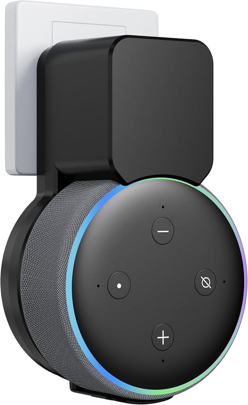 حامل تثبيت على الجدار لجهاز Echo Dot من الجيل الثالث، إكسسوارات موفرة للمساحة لسماعات المنزل الذكي، إكسسوارات ذكية لجهاز Echo Dot (الجيل الثالث) مع إدارة كابلات مدمجة بدون أسلاك مربكة – اللون أسود - Image 1