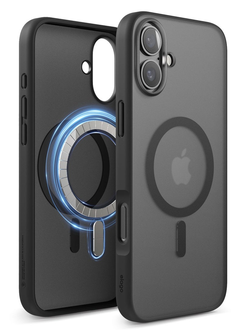 Elago Magnetic Hybrid for iPhone 16 Plus Compatible with MagSafe Case Cover - Soft Feeling Dark Gray Black