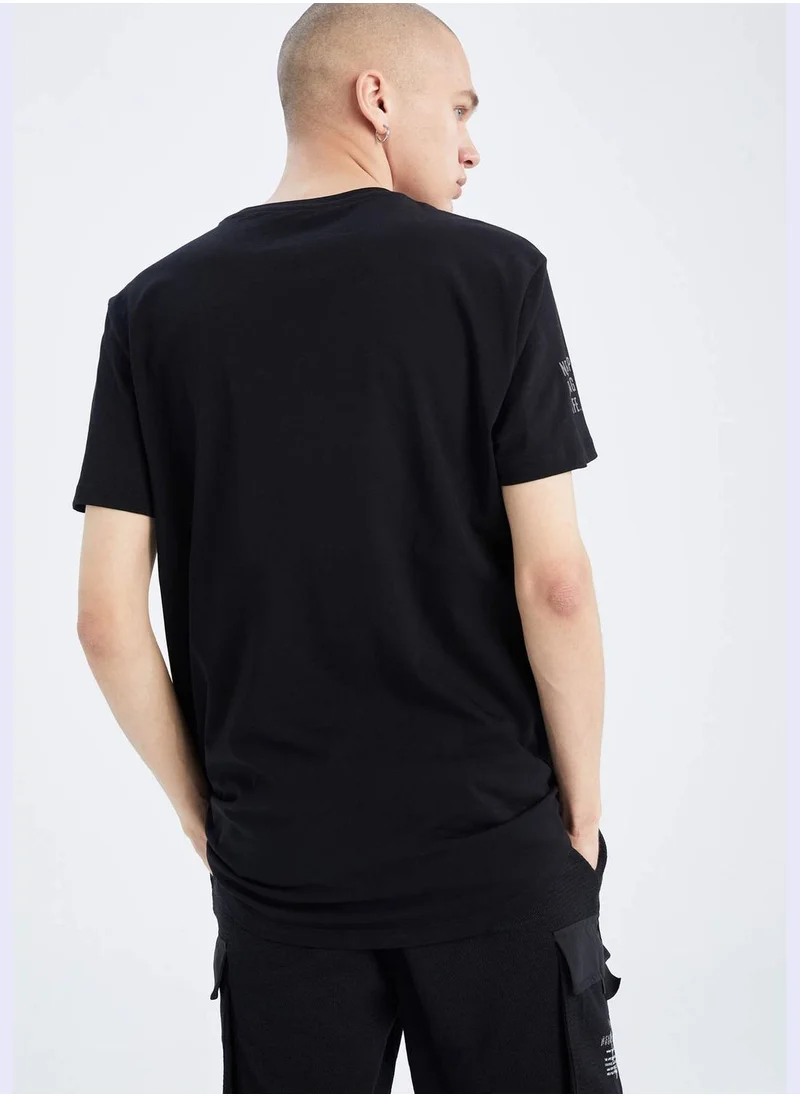 DeFacto Lon Fit Short Sleeve Slogan Print T-Shirt