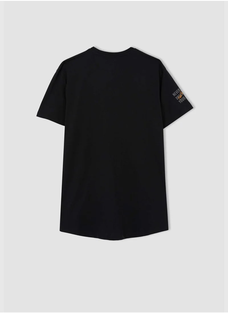 DeFacto Lon Fit Short Sleeve Slogan Print T-Shirt
