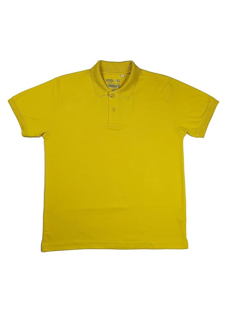 COOL TEX Cooltex Unisex Cotton polyester Plain Yellow Polo T-Shirts Cool Dry-Fit Material Short Sleeves Soft and Comfortable  - Image 1