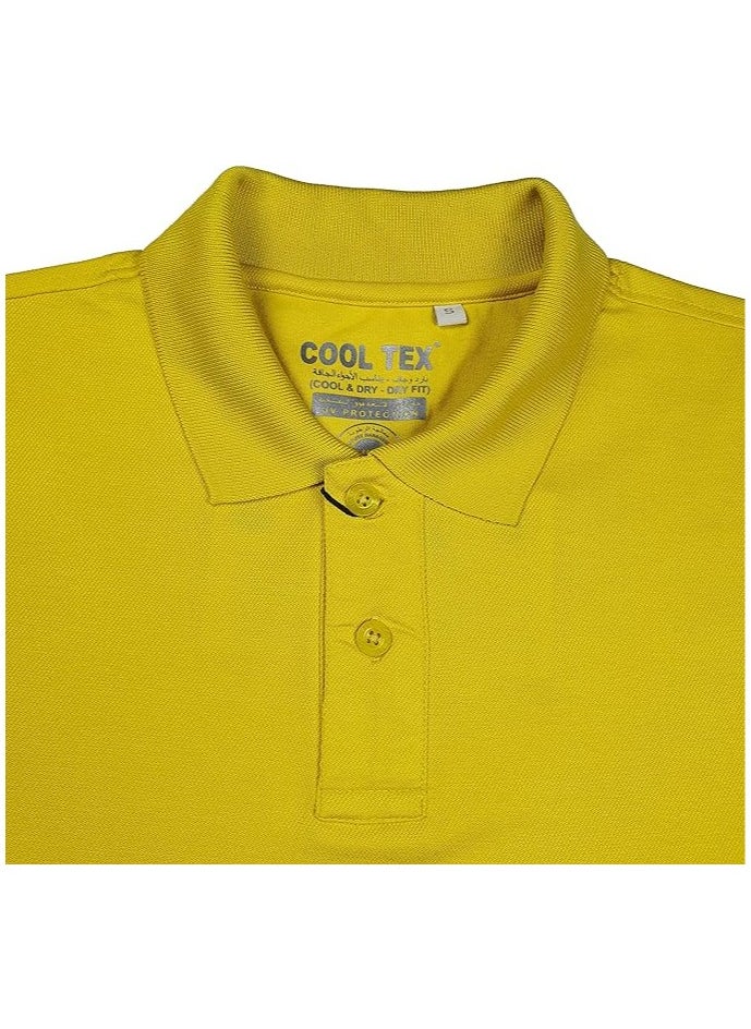 COOL TEX Cooltex Unisex Cotton polyester Plain Yellow Polo T-Shirts Cool Dry-Fit Material Short Sleeves Soft and Comfortable  - Image 5