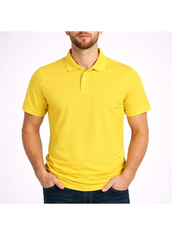 COOL TEX Cooltex Unisex Cotton polyester Plain Yellow Polo T-Shirts Cool Dry-Fit Material Short Sleeves Soft and Comfortable - Image 1