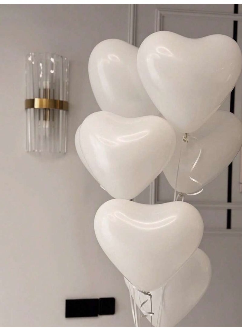 50pcs White Heart Shape Balloons High-Quality Latex Balloons 25.4cm for Birthday, Wedding, Anniversary, and various other parties - Image 2