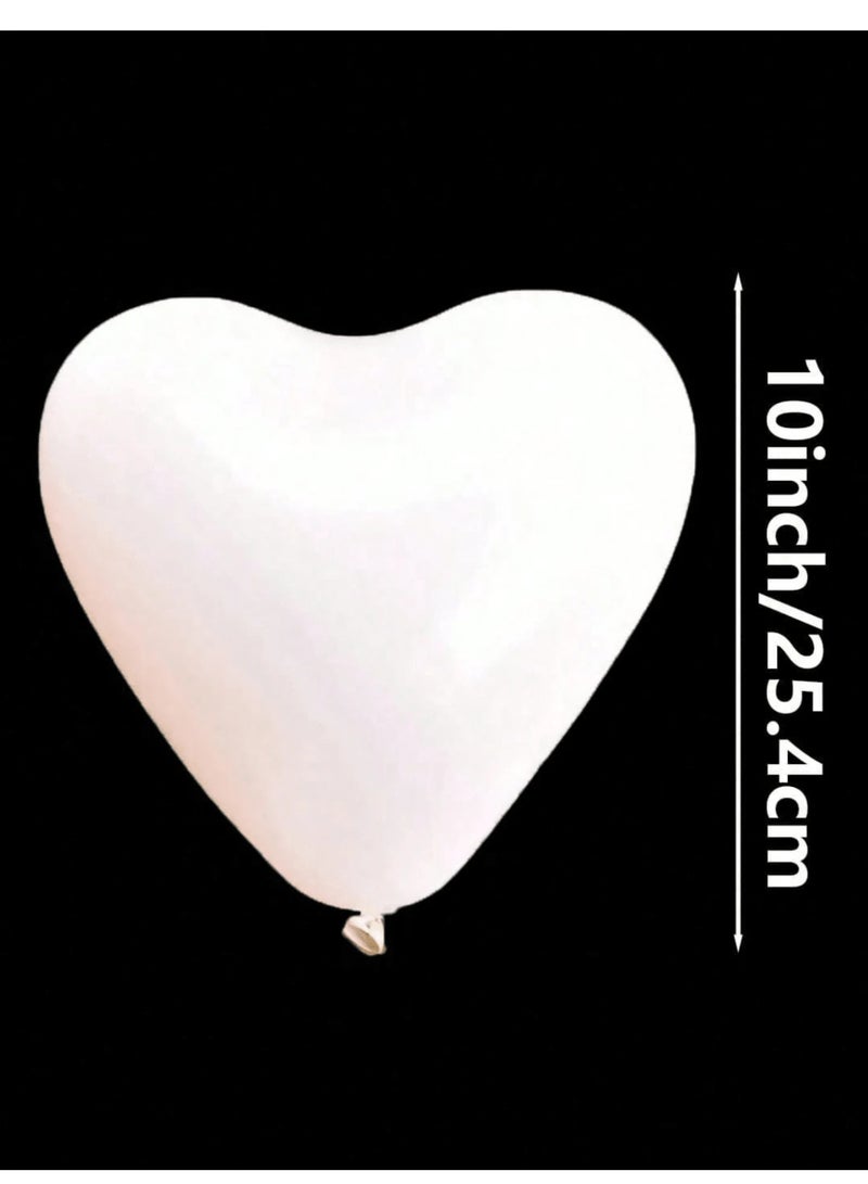50pcs White Heart Shape Balloons High-Quality Latex Balloons 25.4cm for Birthday, Wedding, Anniversary, and various other parties - Image 3