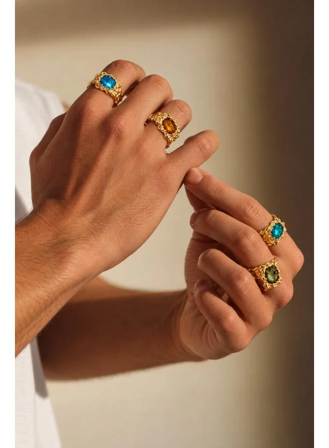 Seventy Five Gold Stone Fashion Ring Set