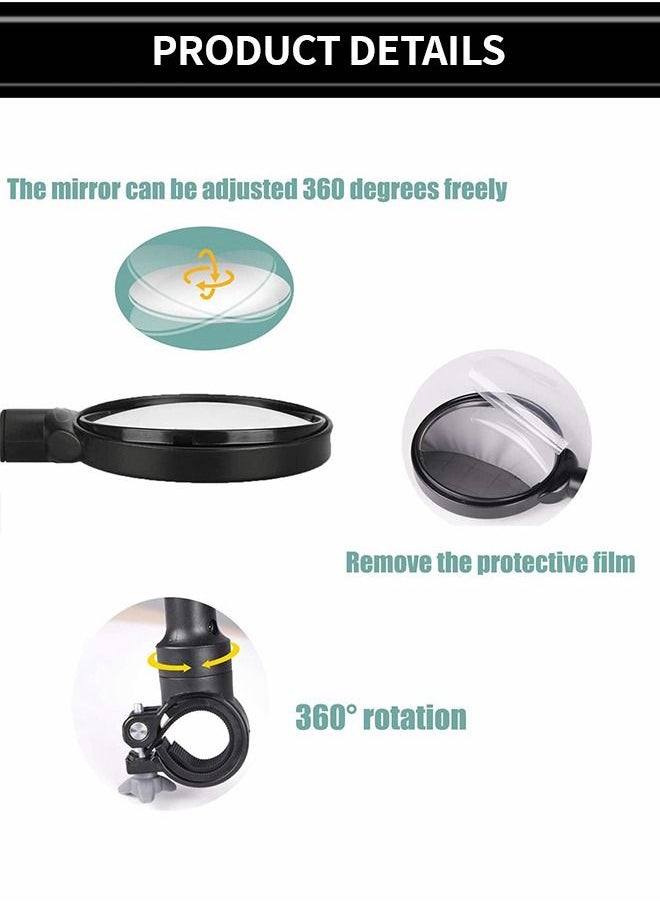 GROIC - 2 Pack Bicycle Rearview Mirror 360° Adjustable Bending Handlebar Bike Mirror Wide Angle Rear View Mirrors Rotatable Acrylic Convex Mirror for Ride Safely Electric Bicycle Moped Cycling - Image 1