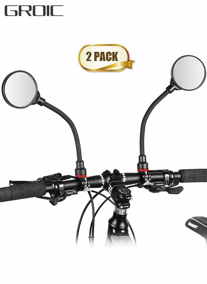 GROIC - 2 Pack Bicycle Rearview Mirror 360° Adjustable Bending Handlebar Bike Mirror Wide Angle Rear View Mirrors Rotatable Acrylic Convex Mirror for Ride Safely Electric Bicycle Moped Cycling - Image 1