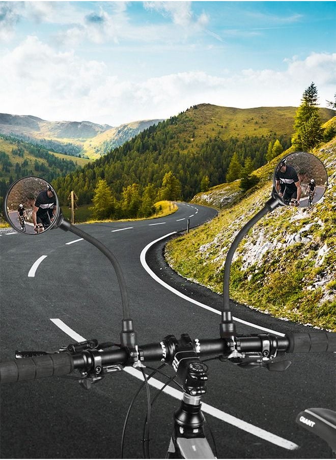 GROIC - 2 Pack Bicycle Rearview Mirror 360° Adjustable Bending Handlebar Bike Mirror Wide Angle Rear View Mirrors Rotatable Acrylic Convex Mirror for Ride Safely Electric Bicycle Moped Cycling - Image 1