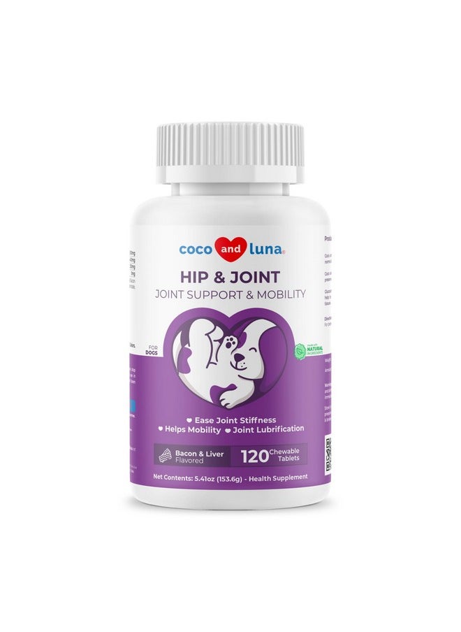 Coco and Luna Joint Supplement for Dogs - 120 Chewable Tablets - with Glucosamine, Chondroitin, MSM and Manganese for Hip, Tissue, and Mobility Support, Dog Joint Pain Relief  - Image 1