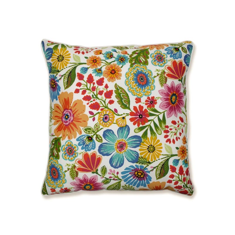 Pillow Perfect Bright Floral IndoorOutdoor Accent Throw Pillow Plush Fill Weather and Fade Resistant Floor  25 x 25 BluePurple Gregoire