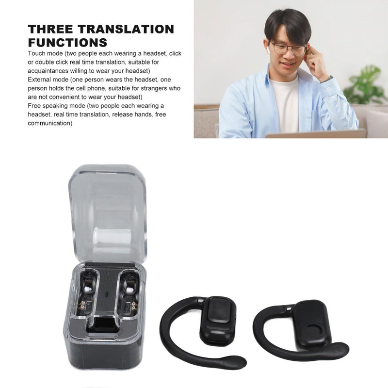 Real Time Translation Earbuds Bluetooth 5 3 144 Languages Black Rechargeable Translator Device For Travel Learning - Image 5