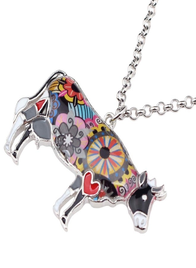 BONSNY Enamel Alloy Chain Farm Cow Necklaces Pendants For Women Jewelry Cute Design (Black) - Image 4