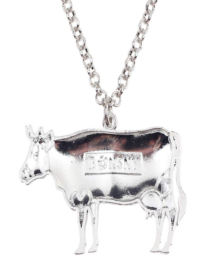 BONSNY Enamel Alloy Chain Farm Cow Necklaces Pendants For Women Jewelry Cute Design (Black) - Image 5