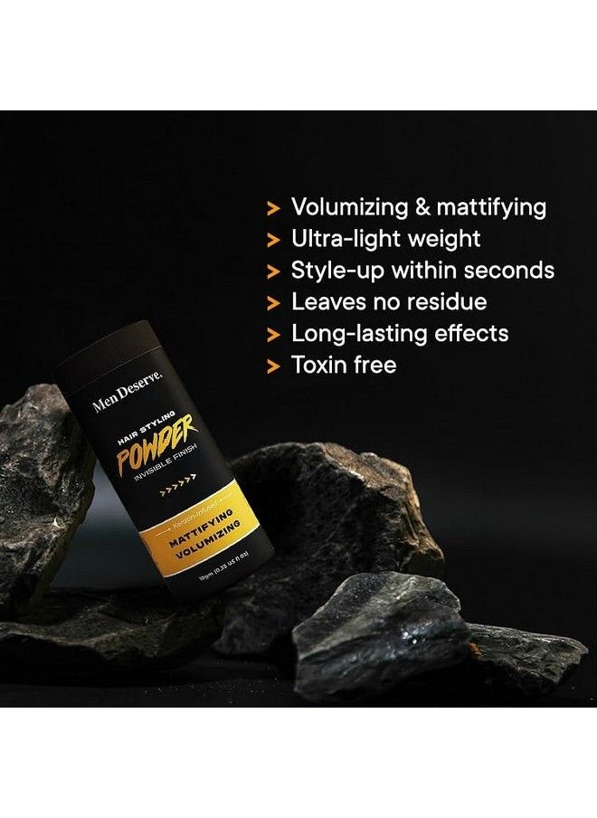 MEN DESERVE - Hair Styling Powder Wax (10G) ; For Hair Volume Strong Hold And Matte Hair Look ; Invisible Finish Hair Powder For Men ; Sulphates And Paraben Free ; Hair Volume Powder For Men - Image 1