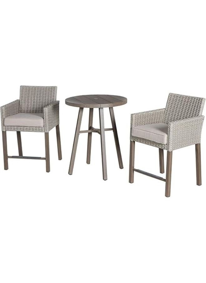Harmony Home - Harmony Home 3-Piece Patio Furniture Set, 22x27x28 cm – Modern Bistro Conversation Set with Glass-Top Coffee Table & Chairs for Home, Balcony & Outdoor Spaces - Image 1