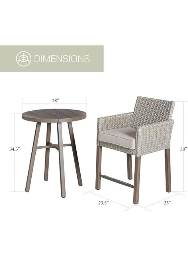 Harmony Home - Harmony Home 3-Piece Patio Furniture Set, 22x27x28 cm – Modern Bistro Conversation Set with Glass-Top Coffee Table & Chairs for Home, Balcony & Outdoor Spaces - Image 1