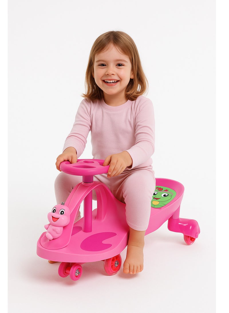 Loquat Amazing Swing Car with 360 Degree Swivel Handle and Light-Up PU Wheels for Kids Twist, Rotate and Go - Multi Color Product - Image 1