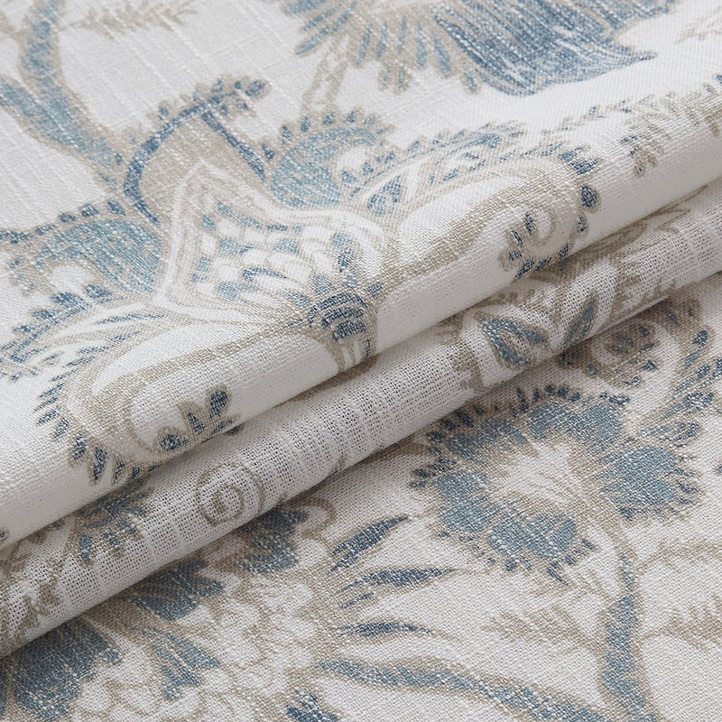 Kayne Studio Backtab Rod Pocket Jacobean Floral Semi Sheer Curtains Boho Botanical Leaf Printed Vintage Farmhouse Blue Grey Light Filtering Window Treatment Sets Living Room Bedroom,52"x84",2 Panels - Image 5
