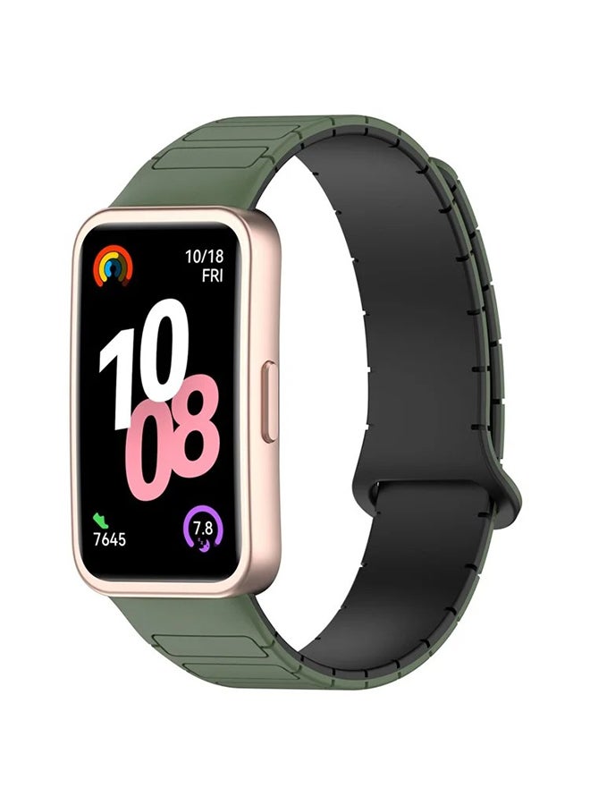 O Ozone Magnetic Loop Strap for Huawei Band 10 | Huawei Band 9 |8 Watch Band,Silicone Sport Strap Watchband,Magnetic Silicone Replacement Wristband-Dark Green - Image 1