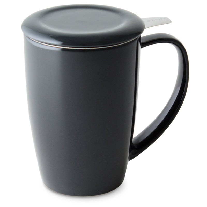 ForLife FORLIFE Curve Tall Tea Mug with Infuser and Lid 15 ounces Black Graphite 