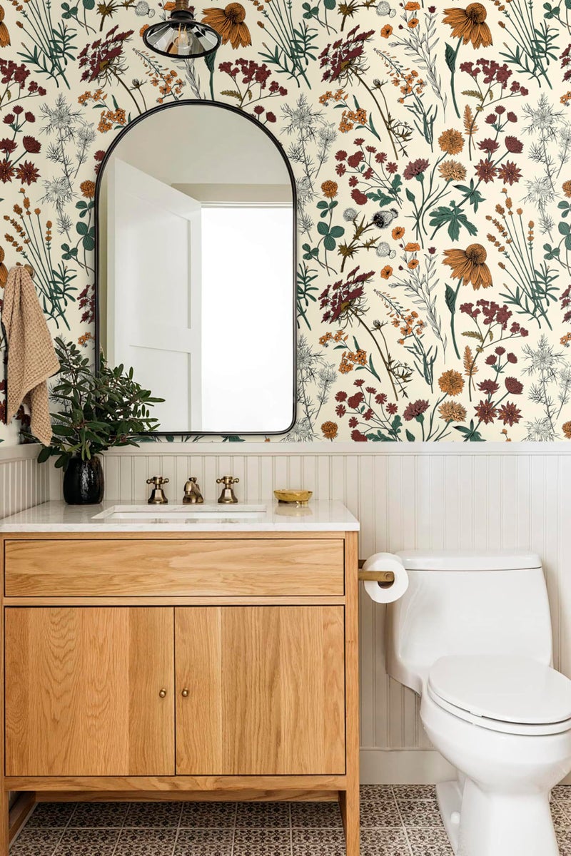 Kitico Peel and Stick Wallpaper Vintage Floral Wallpaper 16.1''x78.7'' Floral Contact Paper Colorful Peel and Stick Self Adhesive Removable for Bathroom Cabinet Decorative - Image 5