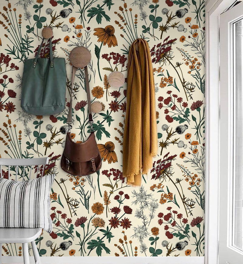 Kitico Peel and Stick Wallpaper Vintage Floral Wallpaper 16.1''x78.7'' Floral Contact Paper Colorful Peel and Stick Self Adhesive Removable for Bathroom Cabinet Decorative - Image 4