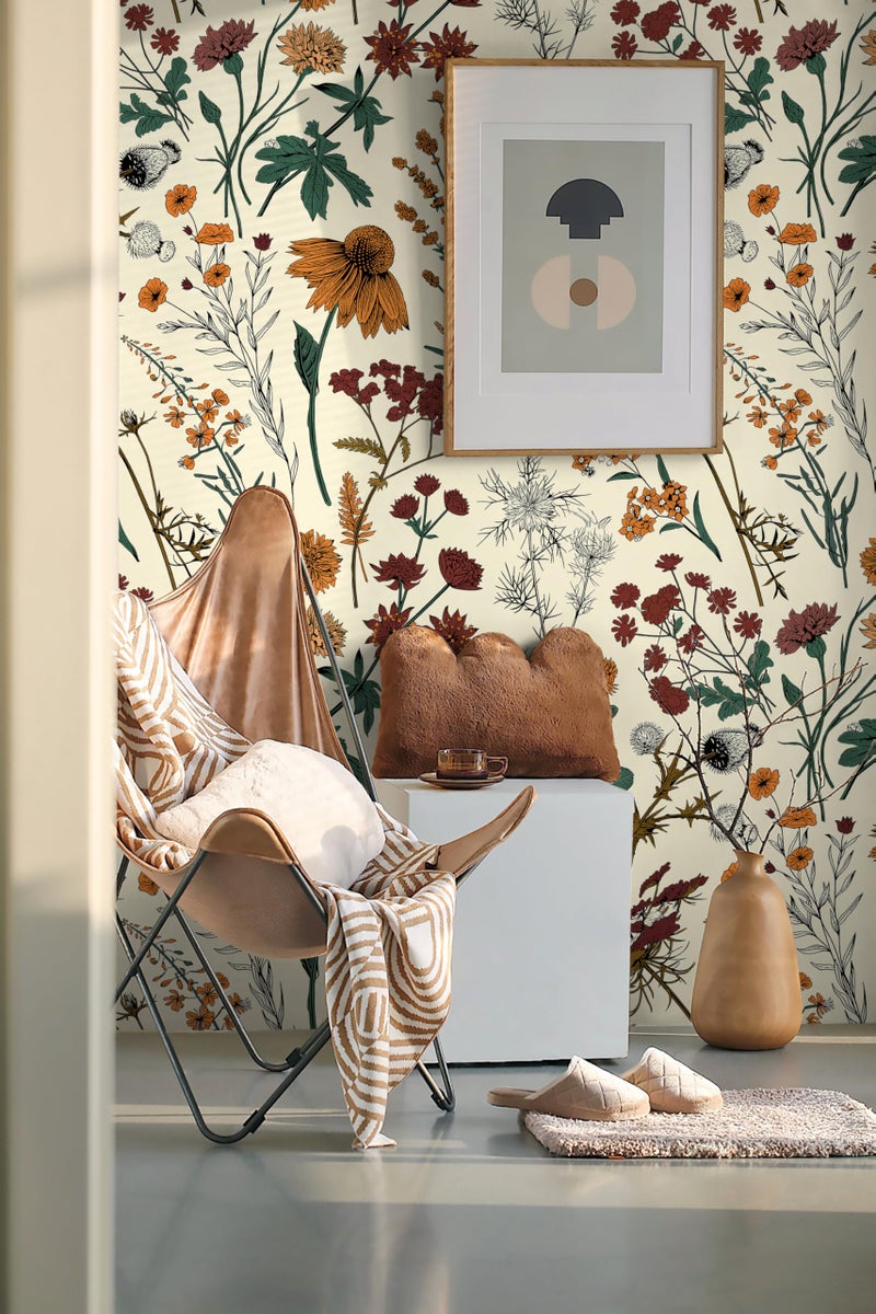 Kitico Peel and Stick Wallpaper Vintage Floral Wallpaper 16.1''x78.7'' Floral Contact Paper Colorful Peel and Stick Self Adhesive Removable for Bathroom Cabinet Decorative - Image 3