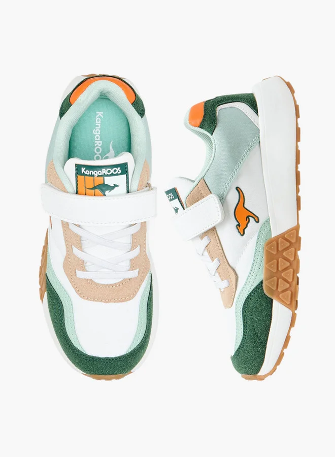 كانغاروس Boys' Colourblock Sports Shoes with Hook and Loop Closure