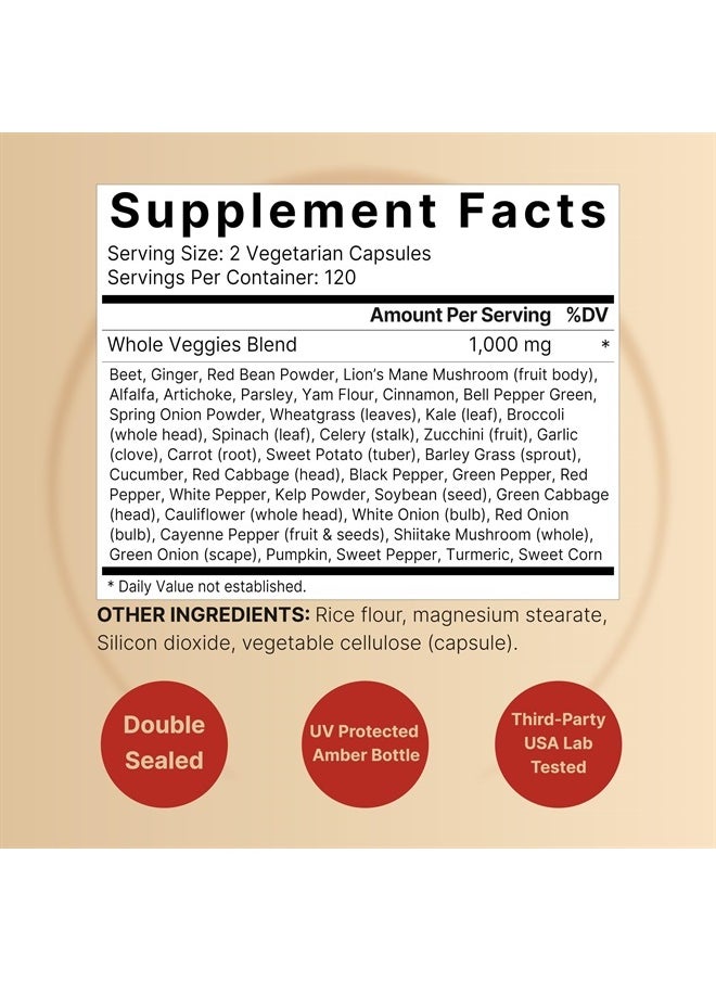NatureBell - Everyday Fruits and Vegetables Supplements, 480 Total Vegetarian Capsules | 40 Whole Fruit and 40 Whole Veggie Set – Fresh Superfood Formula with Vitamins and Minerals – Vegan, Non-GMO - Image 1