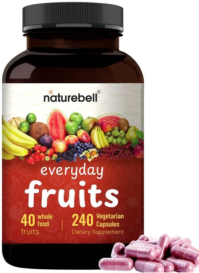 NatureBell - Everyday Fruits and Vegetables Supplements, 480 Total Vegetarian Capsules | 40 Whole Fruit and 40 Whole Veggie Set – Fresh Superfood Formula with Vitamins and Minerals – Vegan, Non-GMO - Image 1