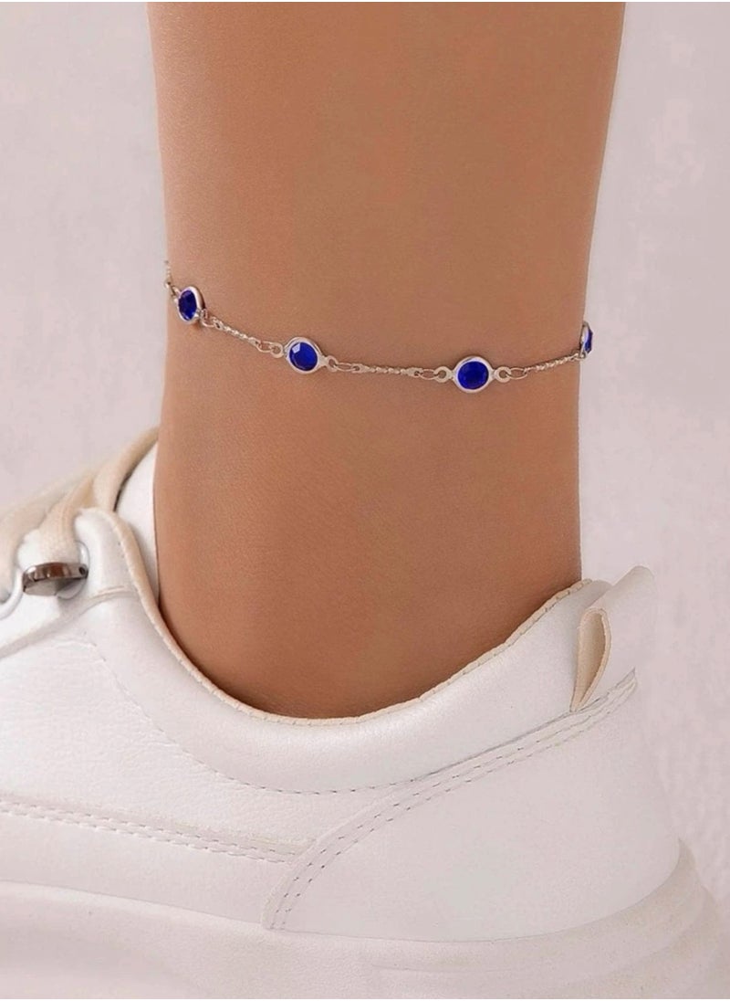 Equal - Elegant Silver Stainless Steel Cubic Zirconia Anklet - Image 1