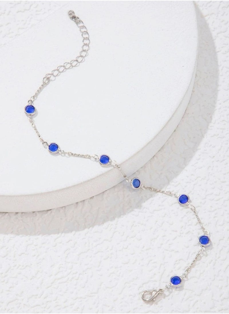 Equal - Elegant Silver Stainless Steel Cubic Zirconia Anklet - Image 1